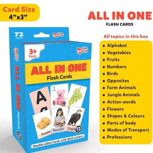 VIKAS ENTERPRIZES - All in One Flash Cards for Kids 72 Flashcards with 120+ Pictures